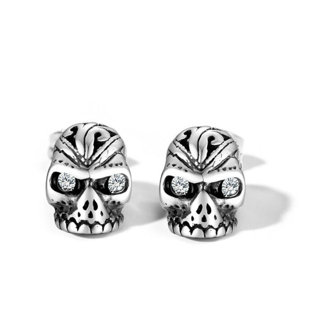 Jeulia Silver Skull Ear Rings